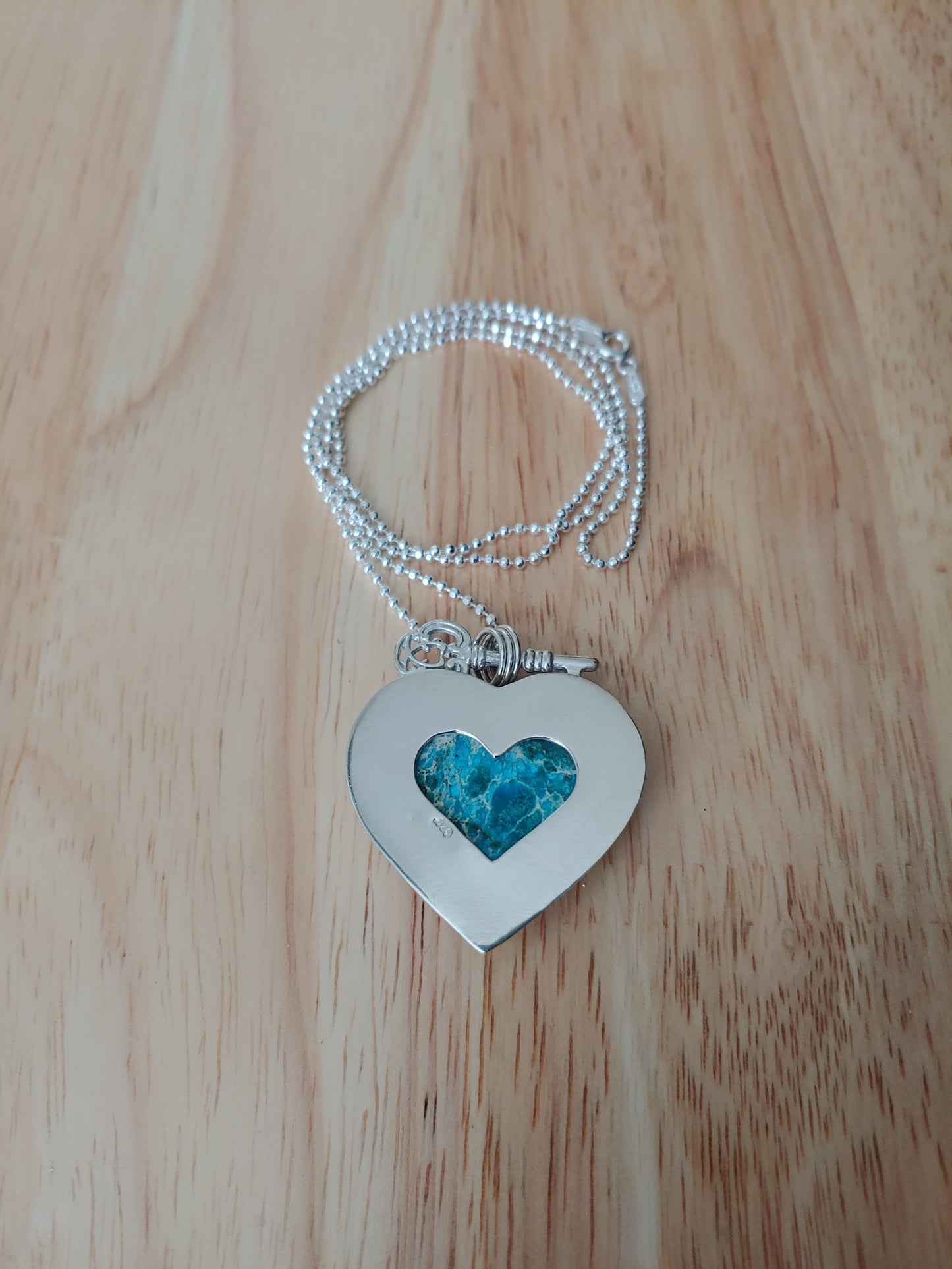 sterling silver heart shaped sea sediment necklace