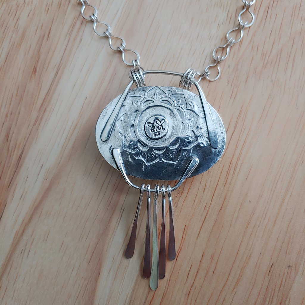 sterling silver & fused glass statement necklace