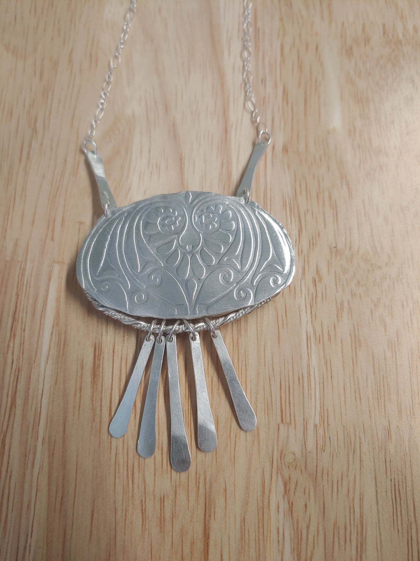 sterling silver & sci-fi jasper statement necklace