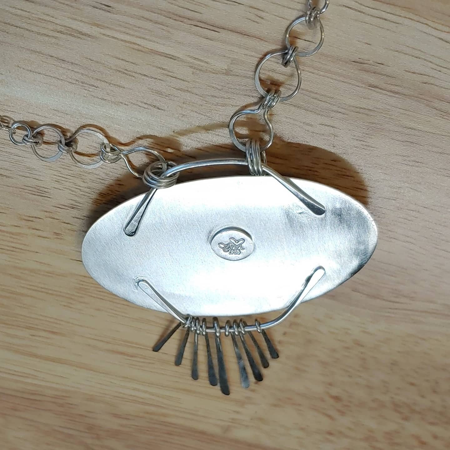 sterling silver dendritic agate statement necklace