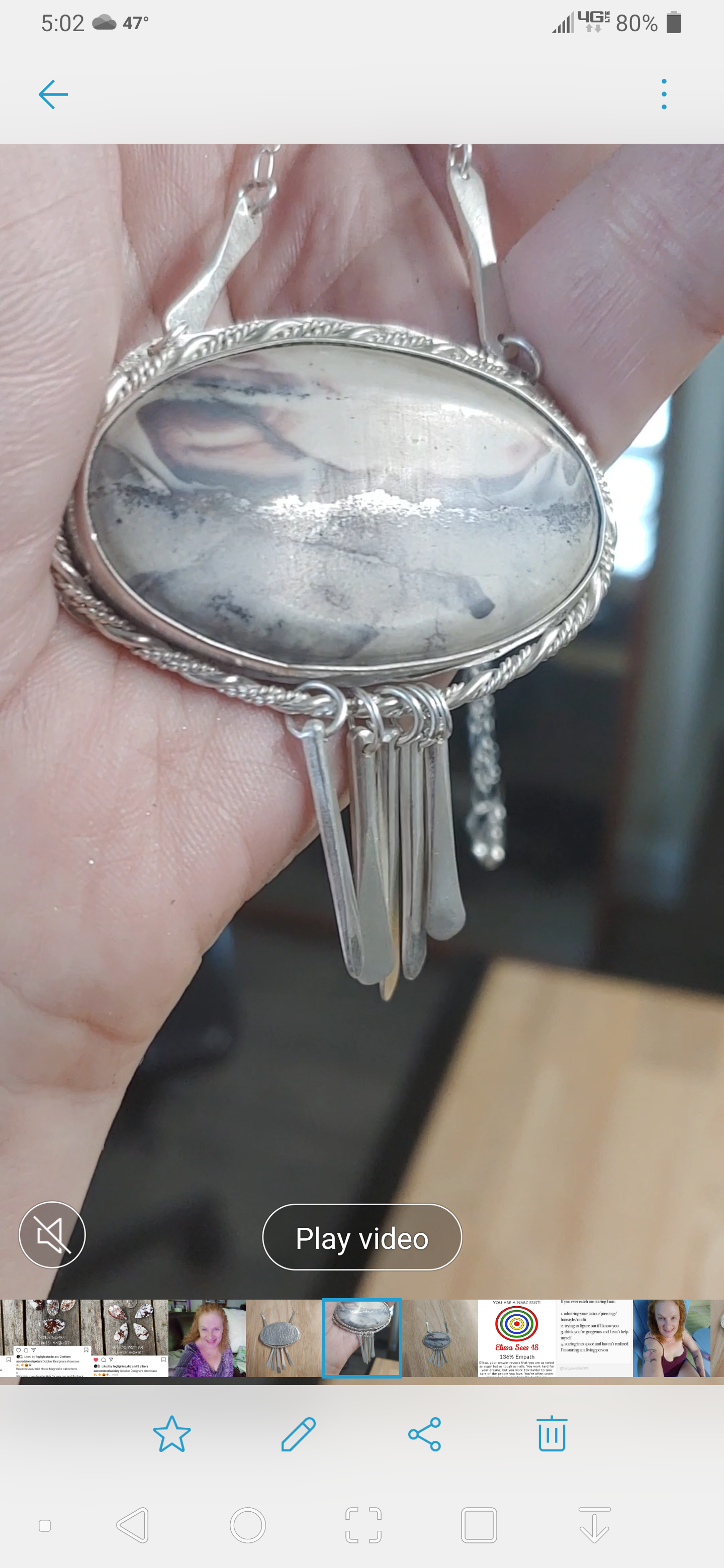 sterling silver & sci-fi jasper statement necklace
