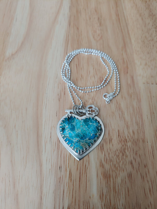 sterling silver heart shaped sea sediment necklace