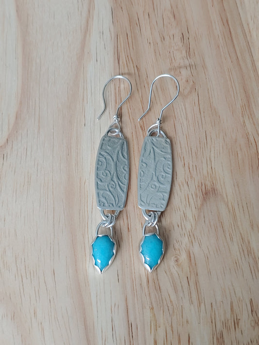 sterling silver amazonite patterned dangle earrings