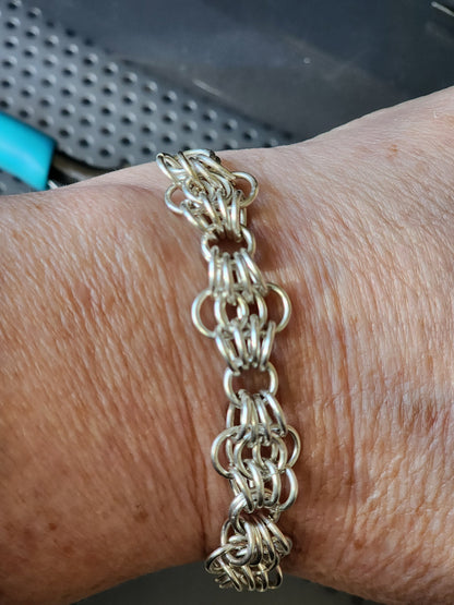 sterling silver butterfly weave chain mail bracelet