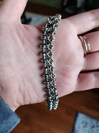 sterling silver byzantine gridlock chain mail bracelet