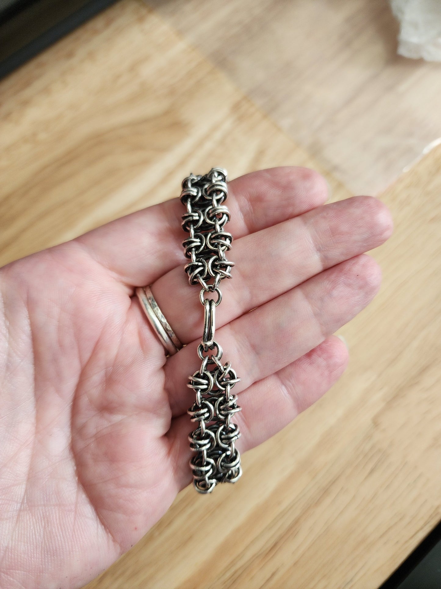 sterling silver byzantine gridlock chain mail bracelet