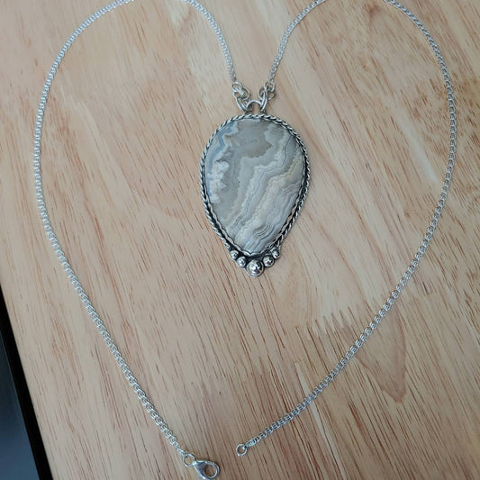 sterling silver crazy lace agate statement necklace